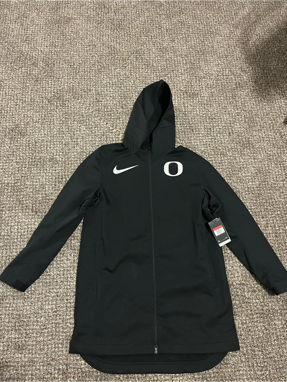 Nike Black Hooded Full-Zip Jacket with White Logos